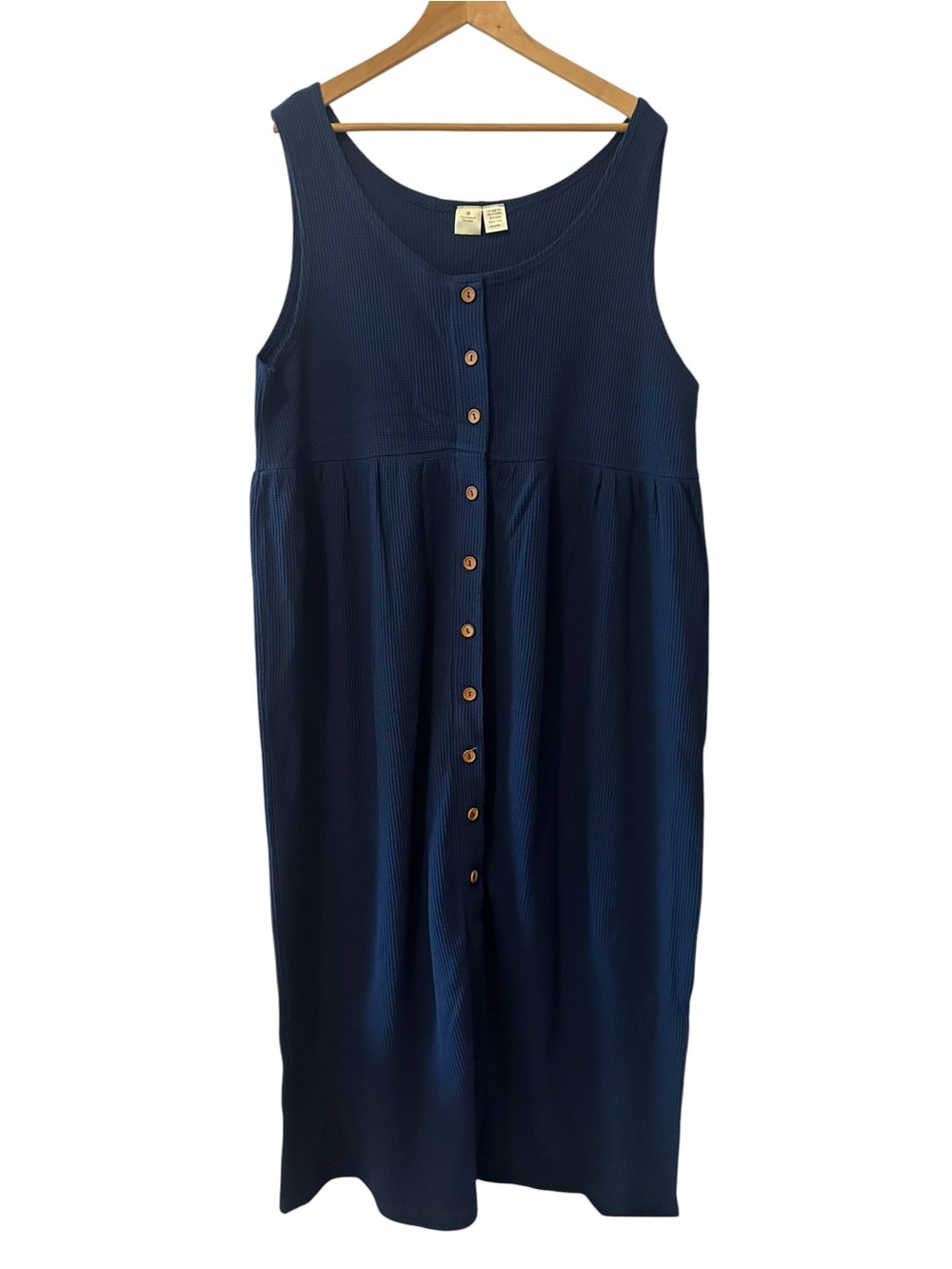 Victoria's Secret XL Navy Waffle Knit Dress Button Front Midi Cottagecore Y2K